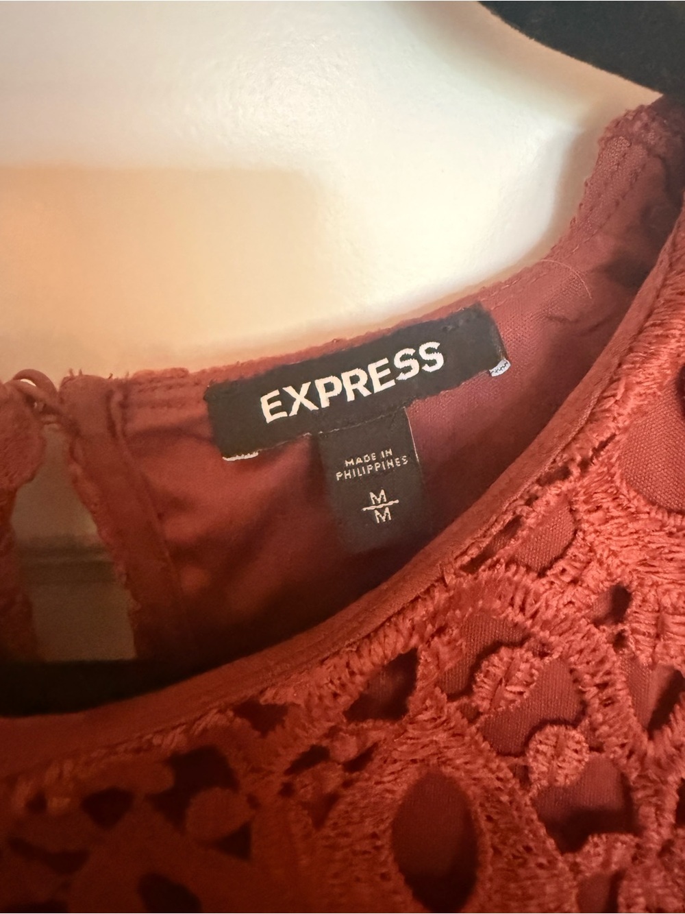 Express Rust Crochet Lace Ruffle Camisole - Picture 3 of 4